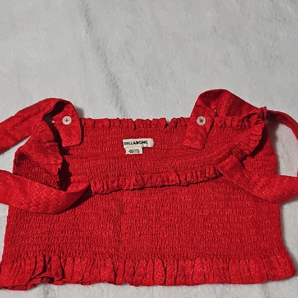 Bop Bop Red Smocked Crop Top - Picture 5 of 9